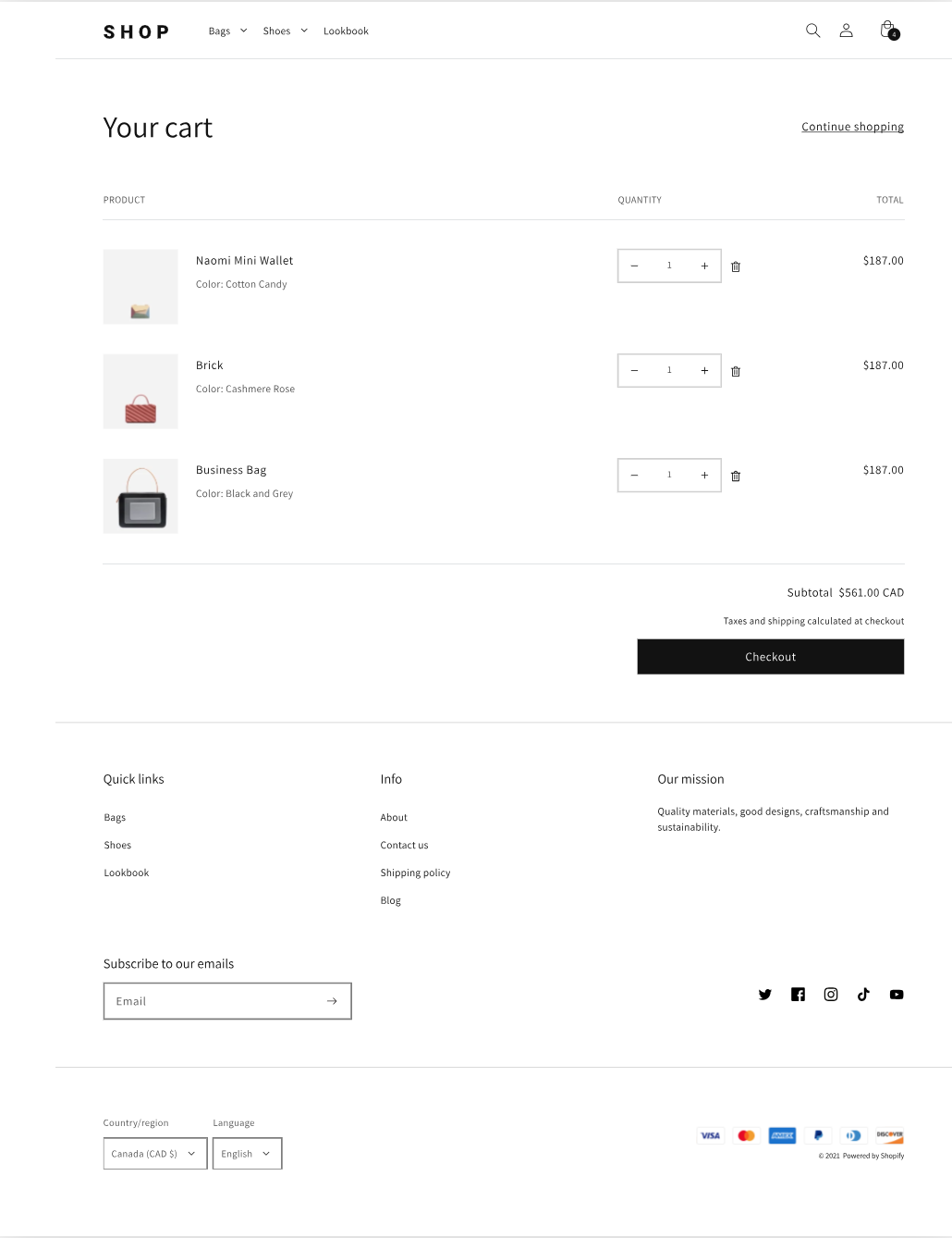 Illustrative storefront cart showing clear product details, quantities, and checkout